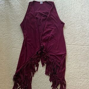 Burgundy Fringe Suede ish Vest
